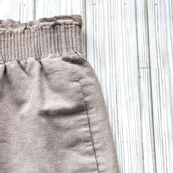 J. Crew Sparkle Linen and Cotton Blend Ruched Waist Mini Skirt in Coconut Sz 2 - Picture 6 of 11